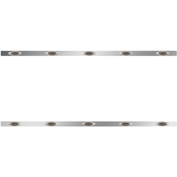 86 Inch Stainless Steel Sleeper Panels W/ 10 P1 Amber/Smoked LEDs For Kenworth T800, W900 Aerocab