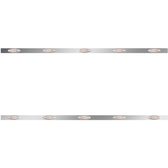 86 Inch Stainless Steel Sleeper Panels W/ Fuel Doors, 10 P1 Amber/Clear LEDs, 14 Inch Spacing For Kenworth T800, W900 2007 - 20010