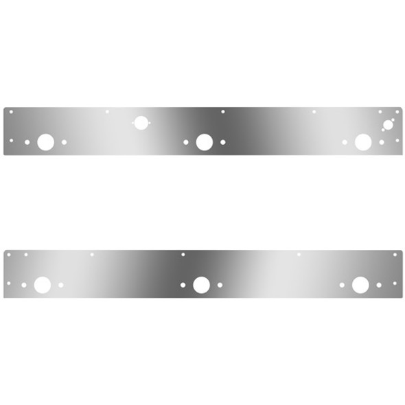 5.25 Inch Stainless Cab Panels W/ 6 P1 Light Holes, Block Heater Plug, Step Light Holes For Kenworth T800, W900L