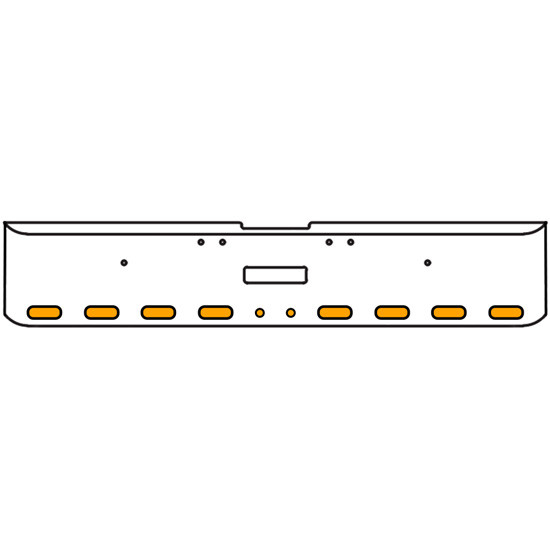 18 Inch Chrome Texas Square Rolled End Bumper Tow/Hitch Holes With 8 Oval Clearance/ Marker/ Turn Amber/Clear Lights 2-2 Inch Round, And For Freightliner Classic 2002-2007