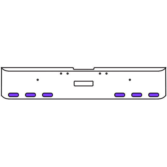 18 Inch Chrome Texas Square Rolled End Bumper Tow/Hitch Holes With 6 Oval Dual Function Auxiliary Amber To Purple Lights For Freightliner Classic 2002-2007