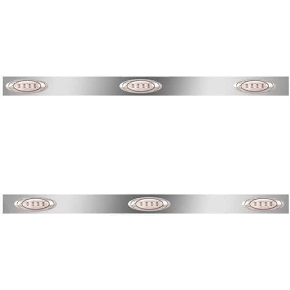 Stainless Steel Day Cab Panels W/ 6 P1 Amber/Clear LEDs For Kenworth W900