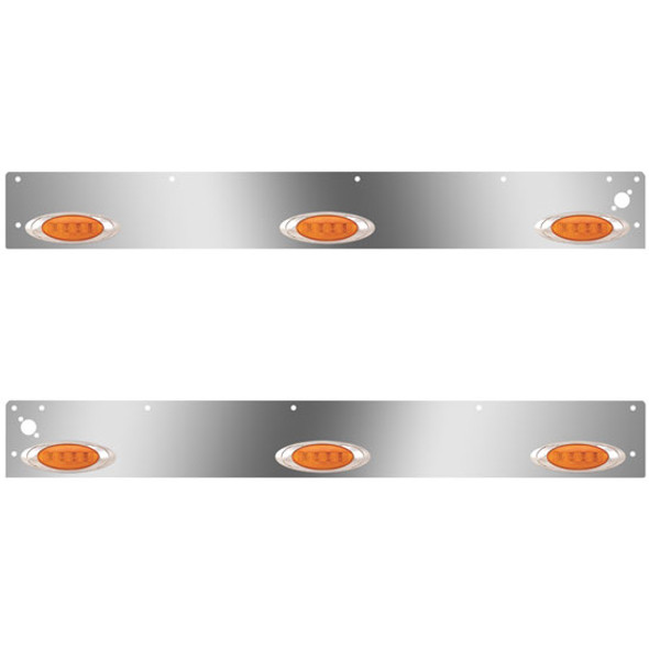 Stainless Steel Day Cab Panels W/ 6 P1 Amber/Amber LEDs, Dual Step Lights For Kenworth T800, W900