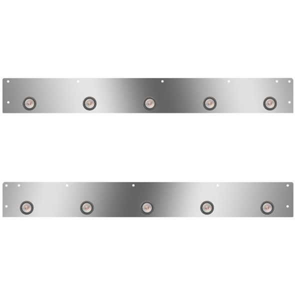 Stainless Steel Cab Panels W/ 10 - 2 Inch Amber/Clear LEDs For Kenworth T800, W900