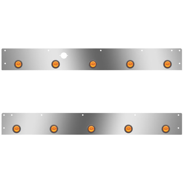 Stainless Steel Cab Panels W/ 10 - 2 Inch Amber/Amber LEDs, Block Heater Plug For Kenworth T800, W900