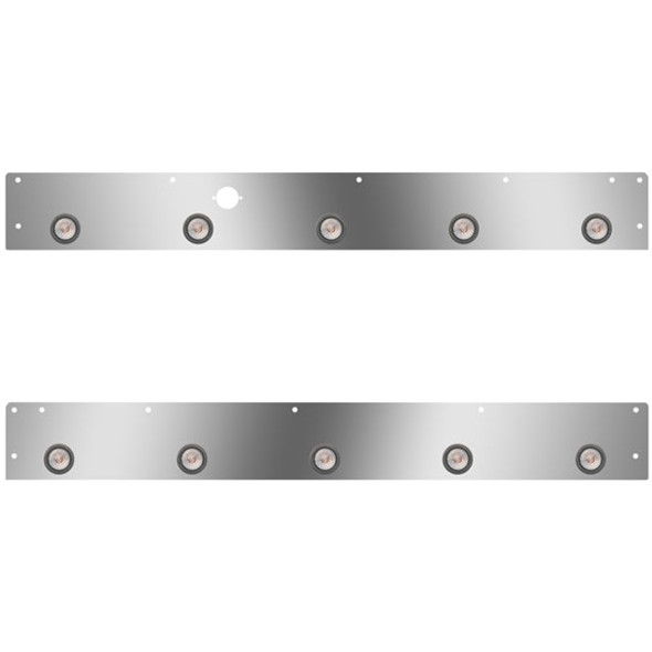 Stainless Steel Cab Panels W/ 10 - 2 Inch Amber/Clear LEDs, Block Heater Plug For Kenworth T800, W900
