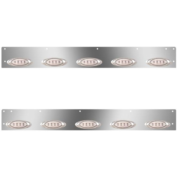 Stainless Steel Cab Panels W/ 10 P1 Amber/Clear LEDs For Kenworth T800, W900