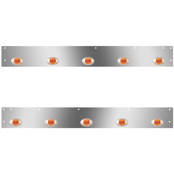 Stainless Steel Cab Panels W/ 10 P3 Amber/Amber LEDs For Kenworth T800, W900
