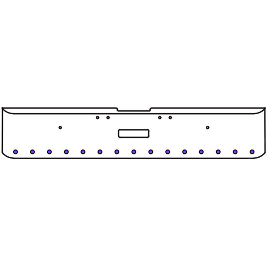 20 Inch Chrome Texas Square Rolled End Bumper Kit With Center Tow Hole, 15 Round 2 Inch Amber-Purple Dual Revolution Lights Without Visor For Freightliner Classic 120/132 Xl