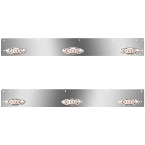 Stainless Steel Day Cab Panels W/ 6 P1 Amber/Clear LEDs For Kenworth T800, W900