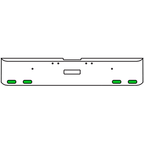 22 Inch Chrome Texas Rolled End Bumper Kit With Center Tow Hole And 4 Oval Amber-Green Dual Revolution Lights With Visors For Freightliner Classic 120, 132 Xl 2002 - 2007