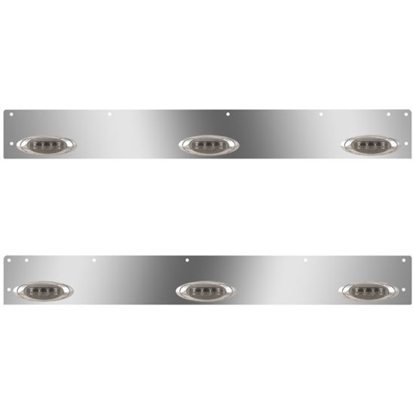 Stainless Steel Day Cab Panels W/ 6 P1 Amber/Smoked LEDs For Kenworth T800, W900