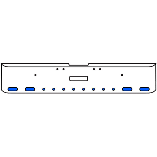 22 Inch Chrome Texas Rolled End Bumper Kit With Center Tow Hole And 4 Oval-8 Round 2 Inch Amber-Blue Dual Revolution Lights For Freightliner Classic 120, 132 Xl 2002 - 2007