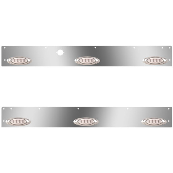 Stainless Steel Day Cab Panels W/ 6 P1 Amber/Clear LEDs, Block Heater Plug, 14 Inch Spacing For Kenworth T800, W900L
