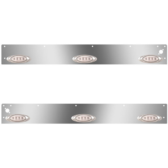 Stainless Steel Day Cab Panels W/ 6 P1 Amber/Clear LEDs, Dual Step Lights For Kenworth T800, W900