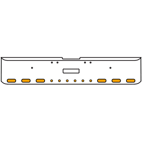 22 Inch Chrome Texas Rolled End Bumper Kit With Center Tow Hole And 6 Oval-6 Round 2 Inch Amber-Clear Chrome Lights For Freightliner Classic 120, 132 Xl 2002 - 2007