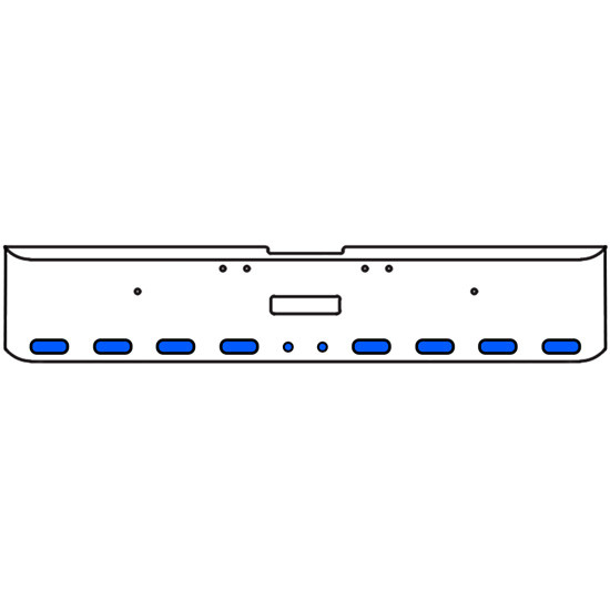 22 Inch Chrome Texas Rolled End Bumper Kit With Center Tow Hole And 8 Oval-2 Round 2 Inch Amber-Blue Dual Revolution Lights For Freightliner Classic 120, 132 Xl 2002 - 2007