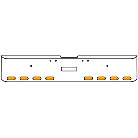22 Inch Chrome Texas Rolled End Bumper Kit With Center Tow Hole And 8 Oval Amber-Clear Mirage Lights With Visors For Freightliner Classic 120, 132 Xl 2002 - 2007