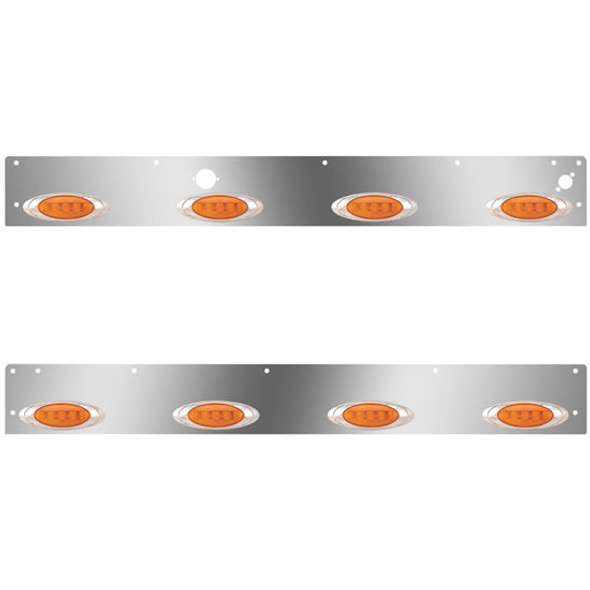 S.S. Day Cab Panels W/ 8 P1 Amber/Amber LEDs, Block Heater Plug , Step Light Hole For Kenworth T800, W900