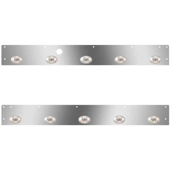 Stainless Steel Day Cab Panels W/ 10 P3 Amber/Clear LEDs, Block Heater Plug Hole For Kenworth T800, W900