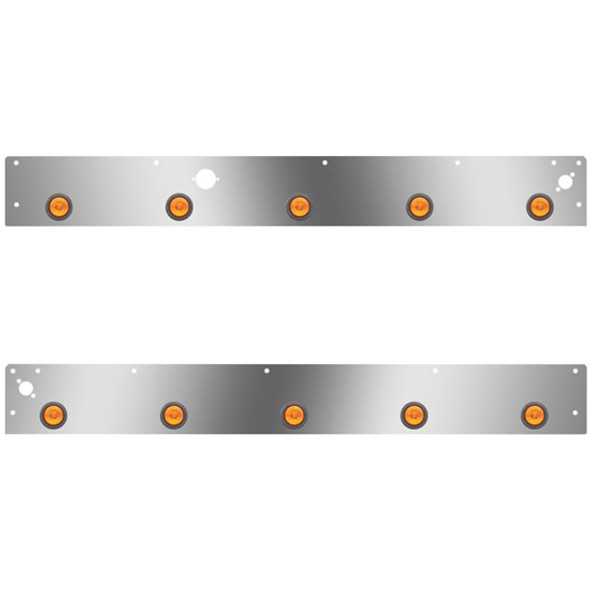Day Cab Panels W/ 10 - 2 Inch Amber/Amber LEDs, Block Heater Plug Hole, Dual Step Lights For Kenworth T800, W900