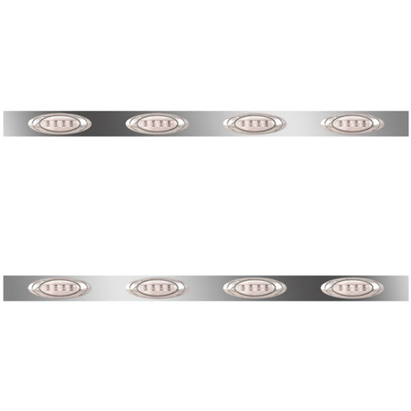 62 Inch Stainless Steel Sleeper Panels W/ 8 P1 Amber/Clear LEDs For Kenworth T660, T800, W900