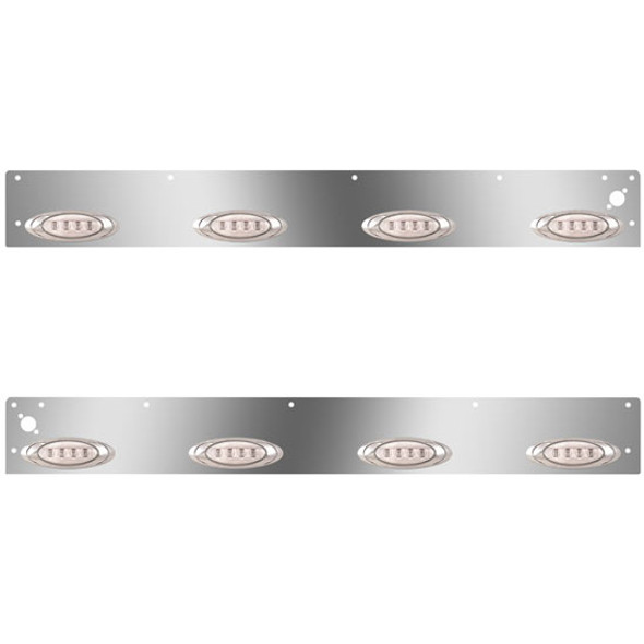 Stainless Steel Day Cab Panels W/ 8 P1 Amber/Clear LEDs, Dual Step Lights For Kenworth T800, W900