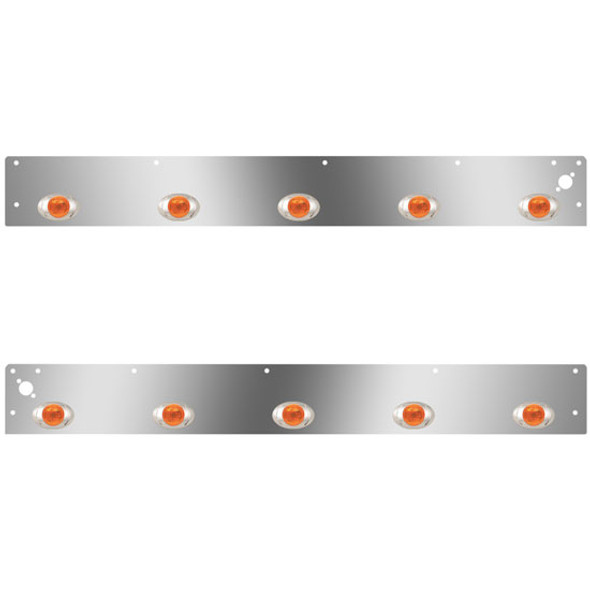Stainless Steel Day Cab Panels W/ 10 P3 Amber/Amber LEDs, Dual Step Lights For Kenworth T800, W900