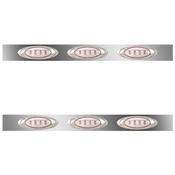 38 Inch Stainless Steel Sleeper Panels W/ 6 P1 Amber/Clear LEDs For Kenworth T800, W900