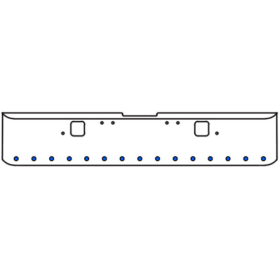18 Inch Chrome Texas Square Rolled End Bumper With Hook Holes, 15 Rnd 2 Inch Amber/Blue Dual Revolution Lights For Freightliner Classic 120, 132 Xl