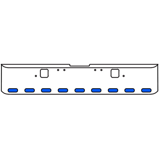 18 Inch Chrome Texas Square Rolled End Bumper With Hook Holes, 9 Ovals Amber/Blue Dual Revolution Lights With Visors For Freightliner Classic 120, 132 Xl
