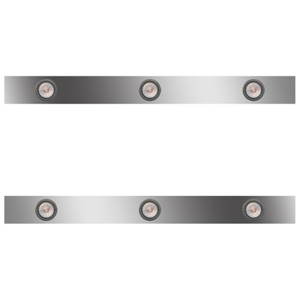 38 Inch Stainless Steel Sleeper Panels W/ 6 Round 2 Inch Amber/Clear LEDs For Kenworth T800, W900