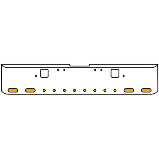 20 Inch Chrome Texas Square Rolled End Bumper Kit With Hook Holes, 4 Oval-8 Round 2 Inch Amber-Clear Chrome Lights Without Visor For Freightliner Classic 120/132 Xl
