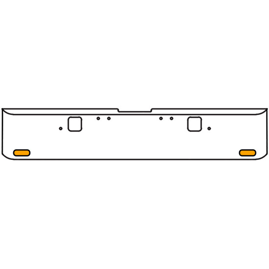 20 Inch Chrome Texas Square Rolled End Bumper Kit With Hook Holes, 2 Oval Amber-Clear Mirage Lights With Visor For Freightliner Classic 120/132 Xl