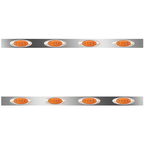 62 Inch Stainless Steel Sleeper Panels W/ 8 P1 Amber/Amber LEDs For Kenworth T800, W900