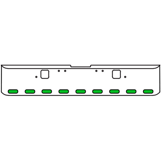 20 Inch Chrome Texas Square Rolled End Bumper Kit With Hook Holes, 9 Oval Amber-Green Dual Revolution Lights Without Visor For Freightliner Classic 120/132 Xl