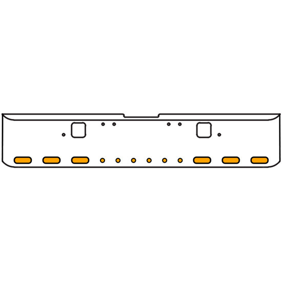 20 Inch Chrome Texas Square Rolled End Bumper Kit With Hook Holes, 6 Oval-6 Round 2 Inch Amber-Clear Chrome Lights With Visor For Freightliner Classic 120/132 Xl