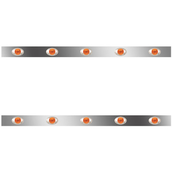 62 Inch Stainless Steel Sleeper Panels W/ 10 P3 Amber/Amber LEDs For Kenworth T800, W900