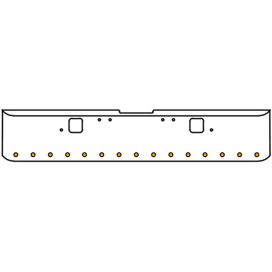 20 Inch Chrome Texas Square Rolled End Bumper Kit With Hook Holes, 15 Round 2 Inch Amber-Clear Mirage Lights Without Visor For Freightliner Classic 120/132 Xl