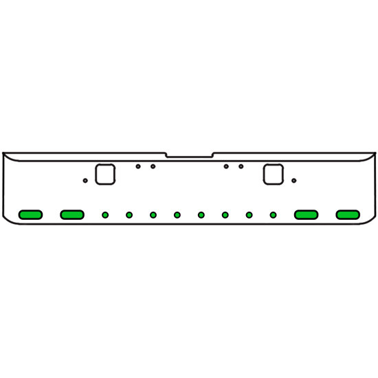 22 Inch Chrome Texas Rolled End Bumper Kit With Hook Holes And 4 Oval-8 Round 2 Inch Amber-Green Dual Revolution Lights With Visors For Freightliner Classic 120, 132 Xl 2002 - 2007