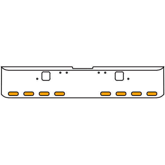 22 Inch Chrome Texas Rolled End Bumper Kit With Hook Holes And 8 Oval Amber-Clear Chrome Lights For Freightliner Classic 120, 132 Xl 2002 - 2007