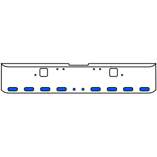 22 Inch Chrome Texas Rolled End Bumper Kit With Hook Holes And 8 Oval-2 Round 2 Inch Amber-Blue Dual Revolution Lights For Freightliner Classic 120, 132 Xl 2002 - 2007