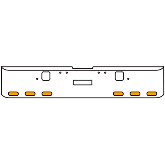 18 Inch Chrome Texas Square Rolled End Bumper With Center Tow And Hook Holes, 6 Ovals Amber/Clear Chrome Lights With Visors For Freightliner Classic 120, 132 Xl