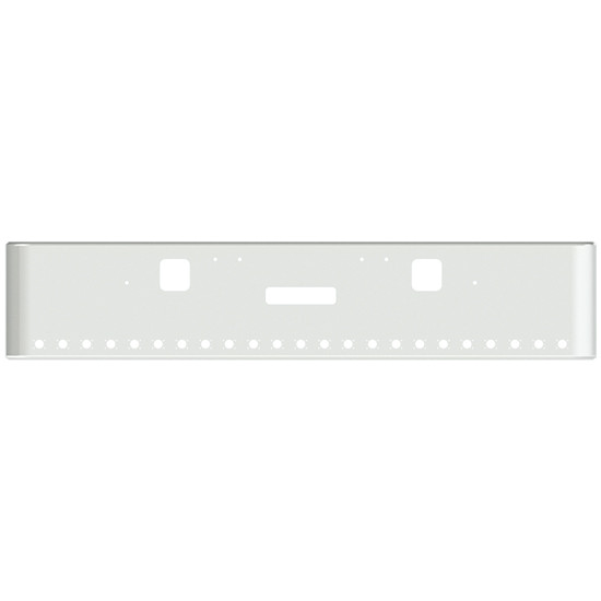 18 Inch Chrome Steel Texas Square Rolled End Bumper With Mounting, Standard Step And Tow/Hitch Holes 23 M3 Or P3 Light Holes For Freightliner Classic 1400 Series 2002-2007