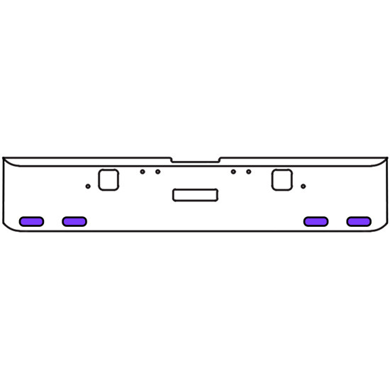 20 Inch Chrome Texas Square Rolled End Bumper Kit With Center Tow And Hook Holes, 4 Oval Amber-Purple Dual Revolution Lights With Visor For Freightliner Classic 120/132 Xl