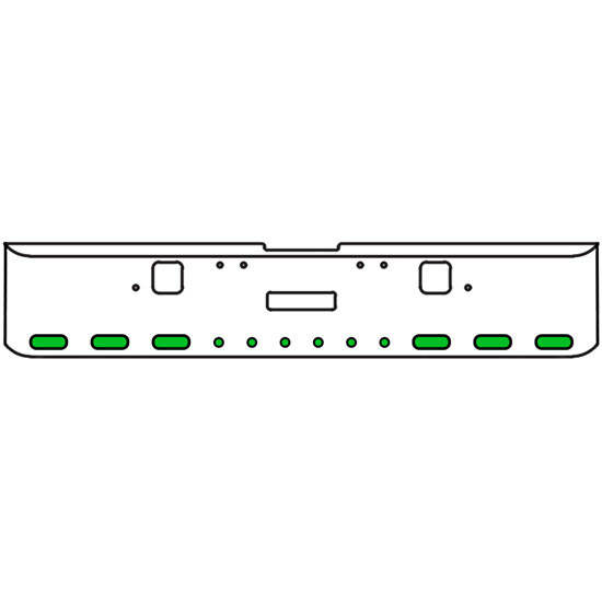 20 Inch Chrome Texas Square Rolled End Bumper Kit With Center Tow And Hook Holes, 6 Oval-6 Round 2 Inch Amber-Green Dual Revolution Lights With Visor For Freightliner Classic 120/132 Xl