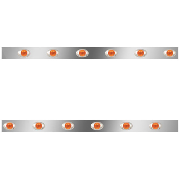 Stainless Steel Cab Panels W/ 12 P3 Amber/Amber LEDs For Kenworth W900L Aerocab