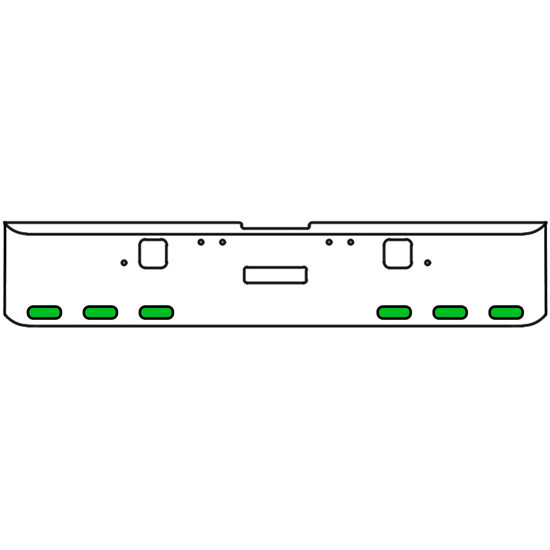 22 Inch Chrome Texas Rolled End Bumper Kit With Center Tow And Hook Holes And 6 Oval Amber-Green Dual Revolution Lights With Visors For Freightliner Classic 120, 132 Xl 2002 - 2007