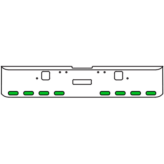 22 Inch Chrome Texas Rolled End Bumper Kit With Center Tow And Hook Holes And 8 Oval Amber-Green Dual Revolution Lights For Freightliner Classic 120, 132 Xl 2002 - 2007