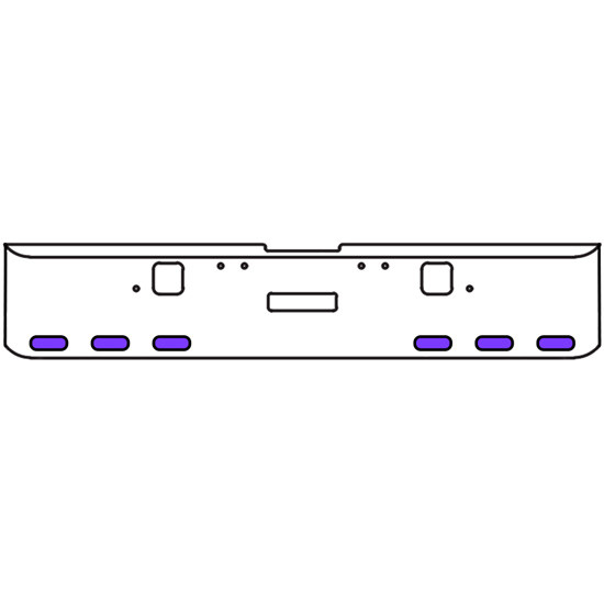 22 Inch Chrome Texas Rolled End Bumper Kit With Center Tow And Hook Holes And 6 Oval Amber-Purple Dual Revolution Lights For Freightliner Classic 120, 132 Xl 2002 - 2007